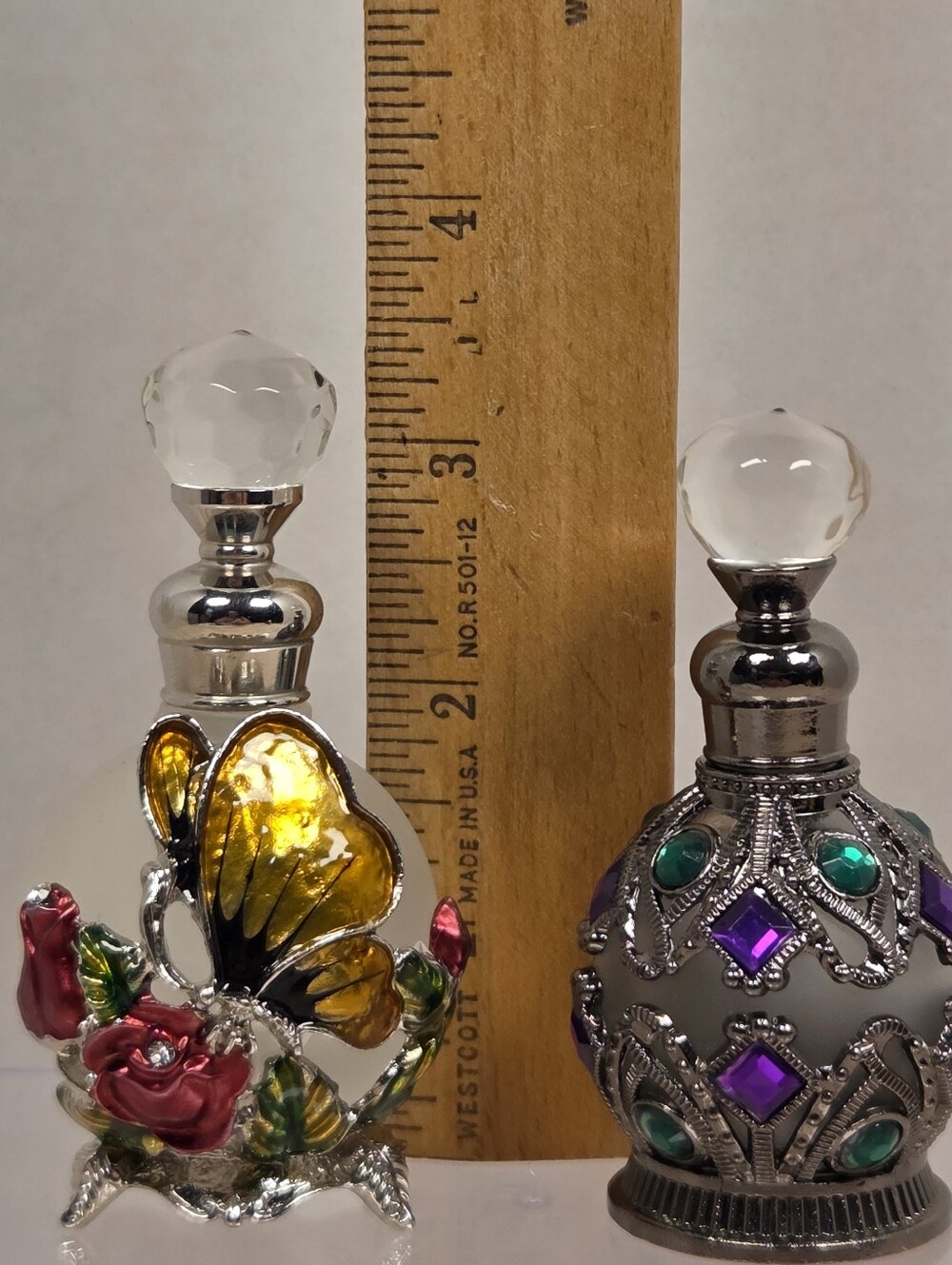 ANTIQUE STYLE EMPTY PERFUME VIAL REFILLABLE DROPPER ESSENTIAL OIL GLASS BOTTLES - Picture 4 of 5